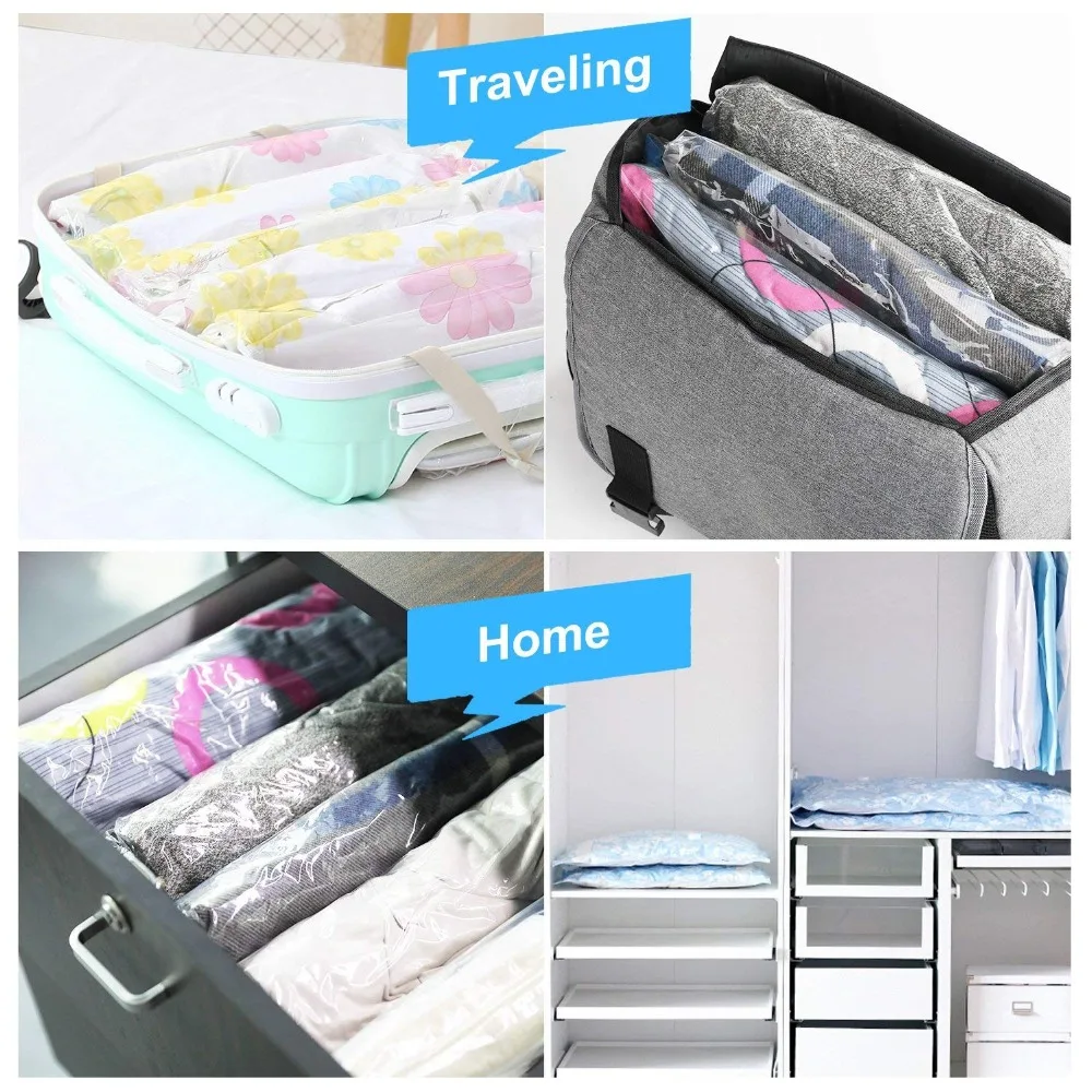 6 PCS Vacuum Storage Bags Travel Roll Up Compression Home Luggage Bag  (50*70cm)