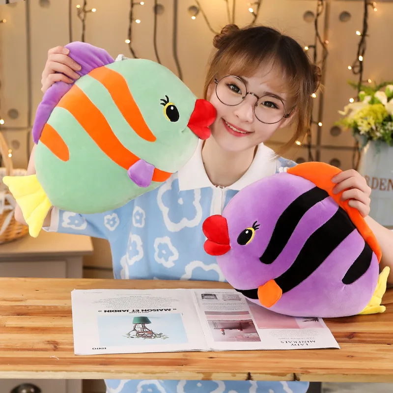 

Hot 1pc 40cm/60/80CM Tropical Fish Pillow Baby Kid Plush Toy For Christmas Birthday Gift Children Plush Stuffed Toys Color Fish