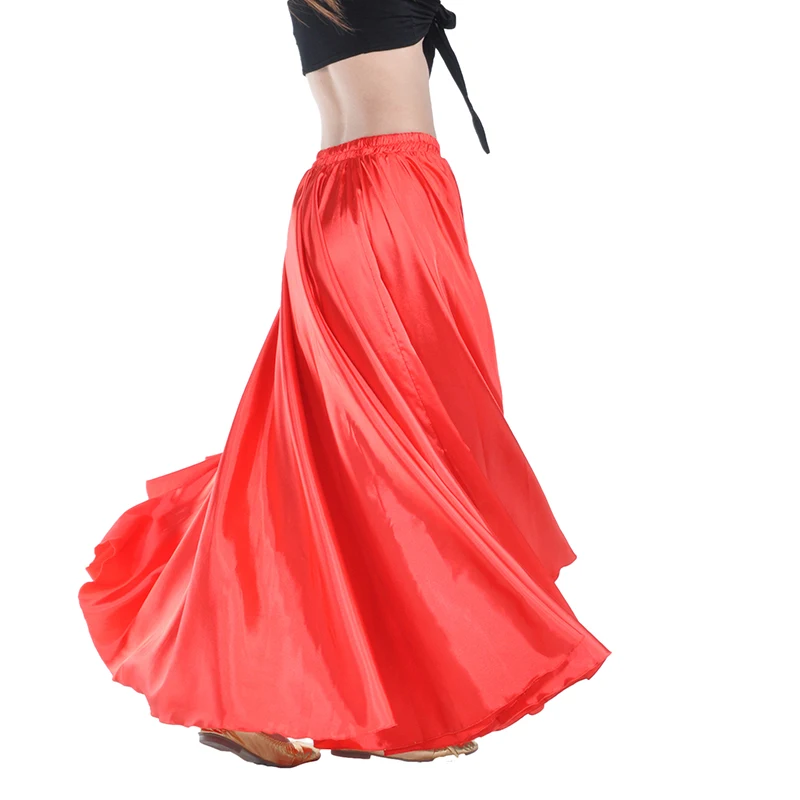 16 Colors Professional Women Belly Dancing Clothes Full Circle Satin Skirts Flamenco Skirts Plus Size Belly Dance Skirt