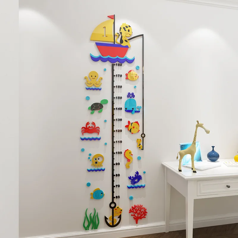 Акриловые 3D Ростомер морской жизни 3d настенные наклейки для детской комнаты мультфильм детский Ростомер стикер на стену спальня