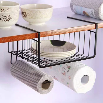 

Iron Craft Storage Rack for Wardrobe Space Saver Kitchen Storage & Organization Racks & Holders- Black