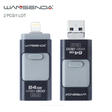 2pcs/1Lot Wansenda OTG USB Flash Drive USB3.0 Pen Drive 16GB 32GB original portable high speed Pendrive for iphone/Android/PC