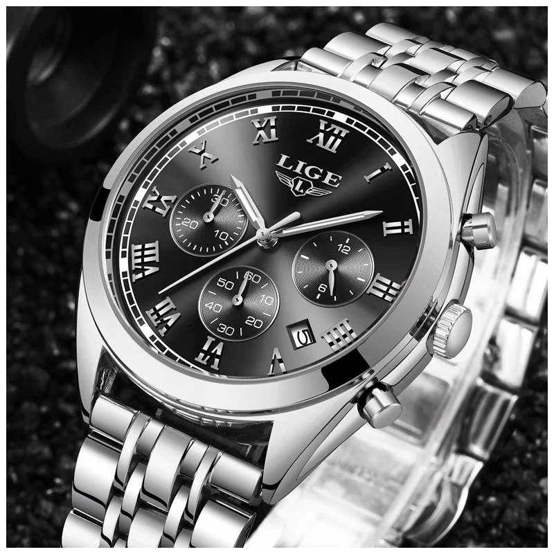 Relojes 2018 мужские часы LIGE хронограф Топ бренд Роскошные водонепроницаемые