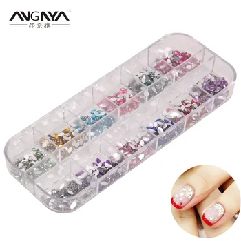 

ANGNYA 12 Colors/Box Crystal Nail Art Decorations Cat Eye Shape Gems 3D Nail Rhinestones Glitter For UV Gel Polish DIY Tools