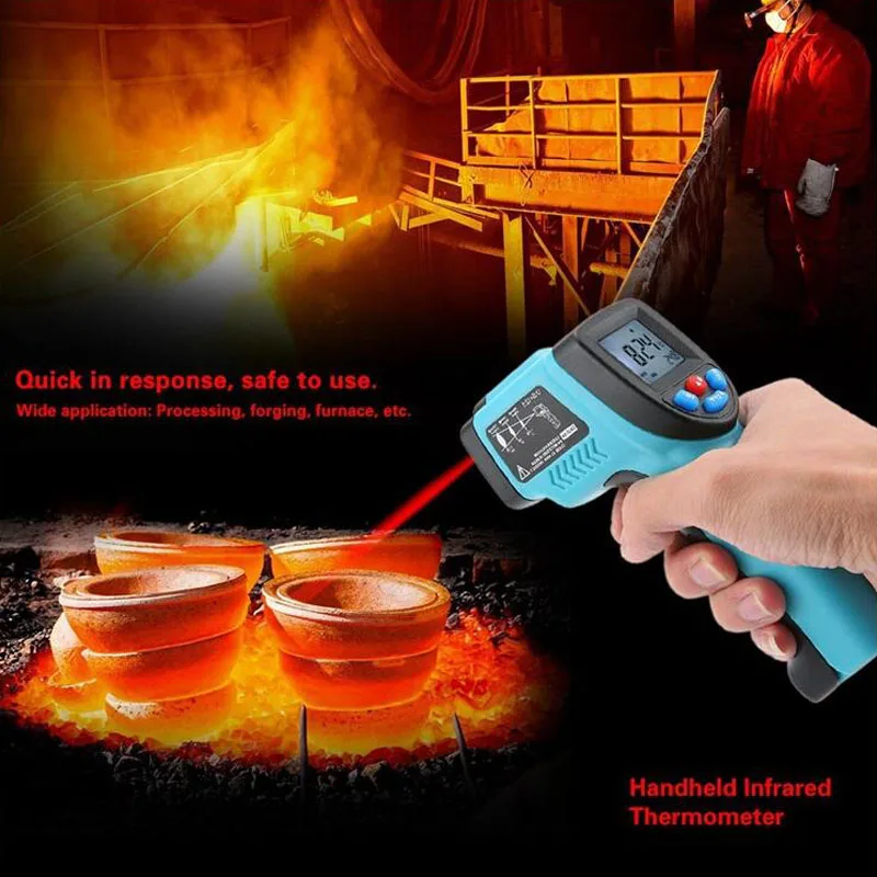 

Digital Infrared Thermometer Non-Contact Laser Temperature Gun Pyrometer Aquarium High/Llow Temperature Alarm -50-550 Degrees