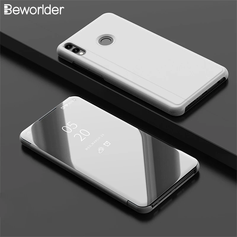 

For Huiawei Honor 8X 8A Case Honor 8A PU Leather Plastic Mirror Case Stander Smart Cover For Huawei Honor 8X Max Case Book Style