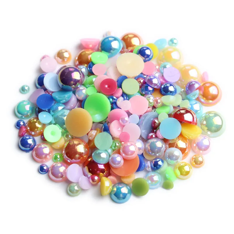 

Mix Size 2mm/3mm/4mm/5mm/6mm/8mm Mix Color AB Flatback Pearls ABS Half Round 15g Beads Diy Accessories Free shipping