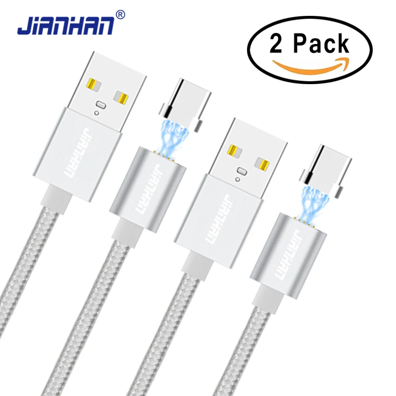 2 упаковки USB Магнитный кабель Type C 2A Зарядка данных быстрая зарядка для Samsung GALAXY S8