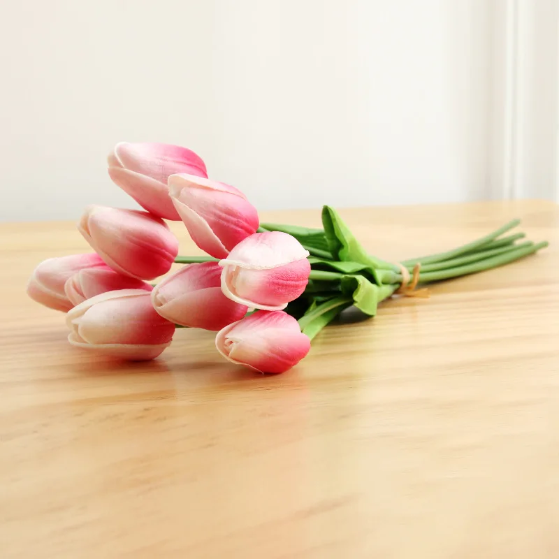 9 шт. искусственные тюльпаны искусственные цветы искусственные тюльпаны для украшения дома 36 см ПУ латексные тюльпаны Настоящее касание оранжевый/красный поддельные цветы - Цвет: white rose