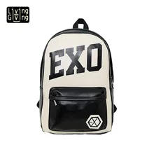 Nouvelle-Coréen De Mode EXO Lettre Sac À Dos Pu Double Dos À Dos Hommes Femmes Collège Vent Marée