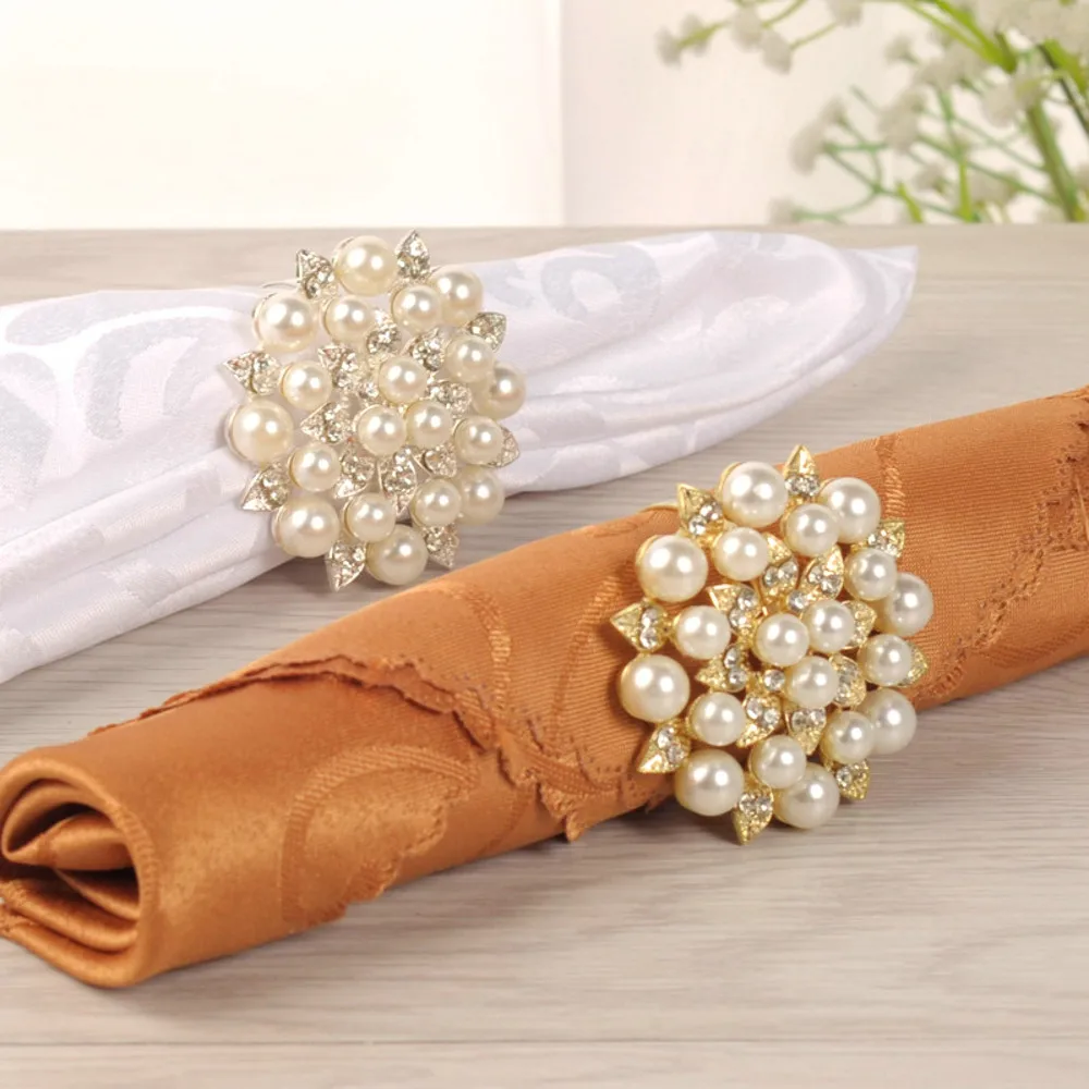 1PC Napkin Ring Serviette Buckle Holder Wedding Antique Party Table Decor for Wedding Diamond Napkin Holder Cup Flower Ornament