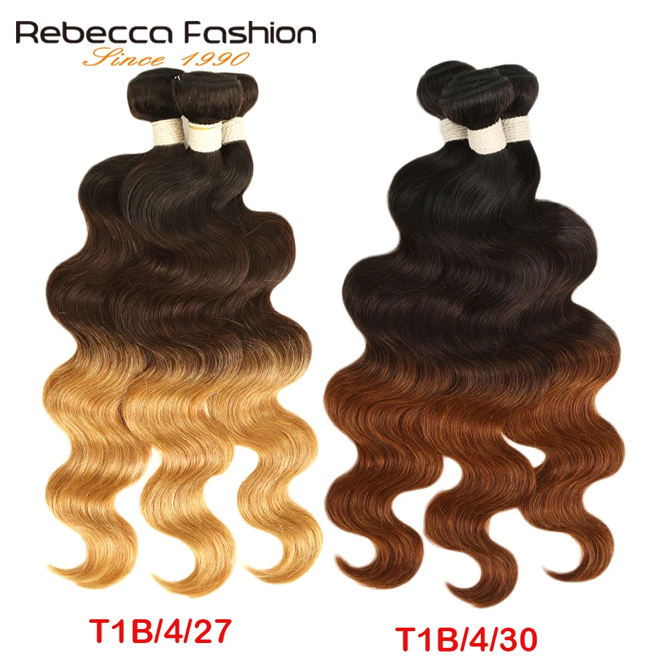 Rebecca Ombre Three Tone Human Hair Bundles 1/3/4 Pcs Non Remy Malaysian Body Wave Bundles Deals Color 1B/4/27# 1B/4/30# Rebecca Ombre Three Tone Human Hair Bundles 1/3/4 Pcs Non Remy Malaysian Body Wave Bundles Deals Color 1B/4/27# 1B/4/30#
