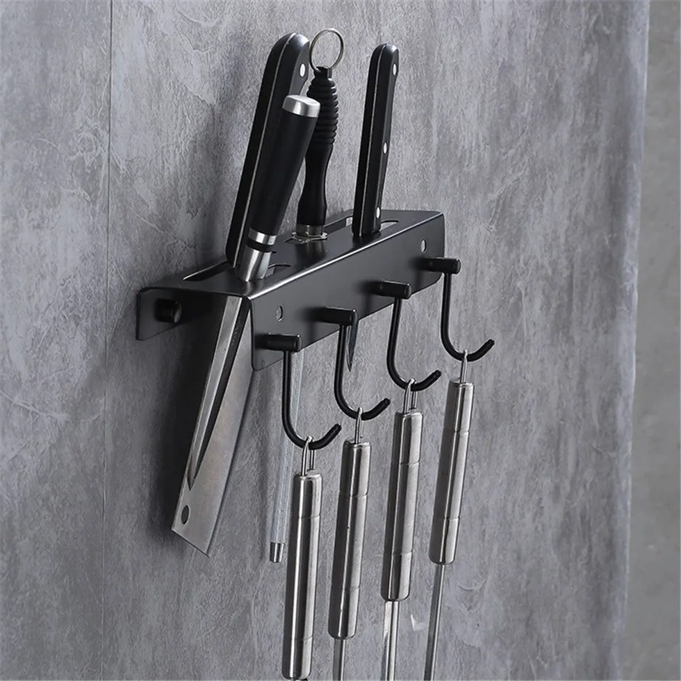 Wall Mount Knife Block without Knives Black 304 Stainless Steel