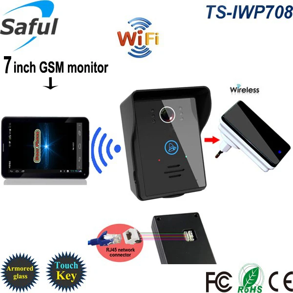 

Saful Wireless wifi video intercom door phone camera gsm android/ios video doorbell intercom High definition 7"touch screen