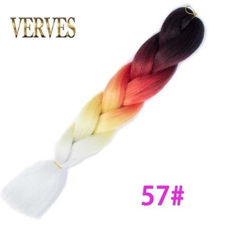 T1B/серебристо-серый VERVES, Омбре, плетение волос, 100 г/шт., 24 дюйма, 1 шт., синтетический, три, два тона, тепловое волокно, вязанное крючком, огромные косы, наращивание волос - Цвет: T1B/серебристо-серый