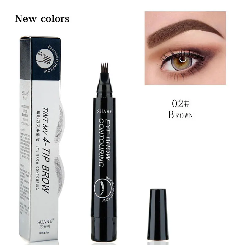 4 Head Fine Sketch Eyebrow Pen Makeup Tools Waterproof Microblading Eyebrow Tattoo Pen Fork Tip Eyebrow Pencils Tint Enhancer