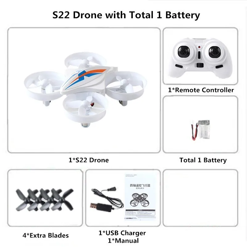 Mini Drone RC Helicopter Remote Control Quadcopter 2.4GHz 6-Axis Gyro Headless Mode Quadrocopter Drones Toys for Children - Цвет: W1