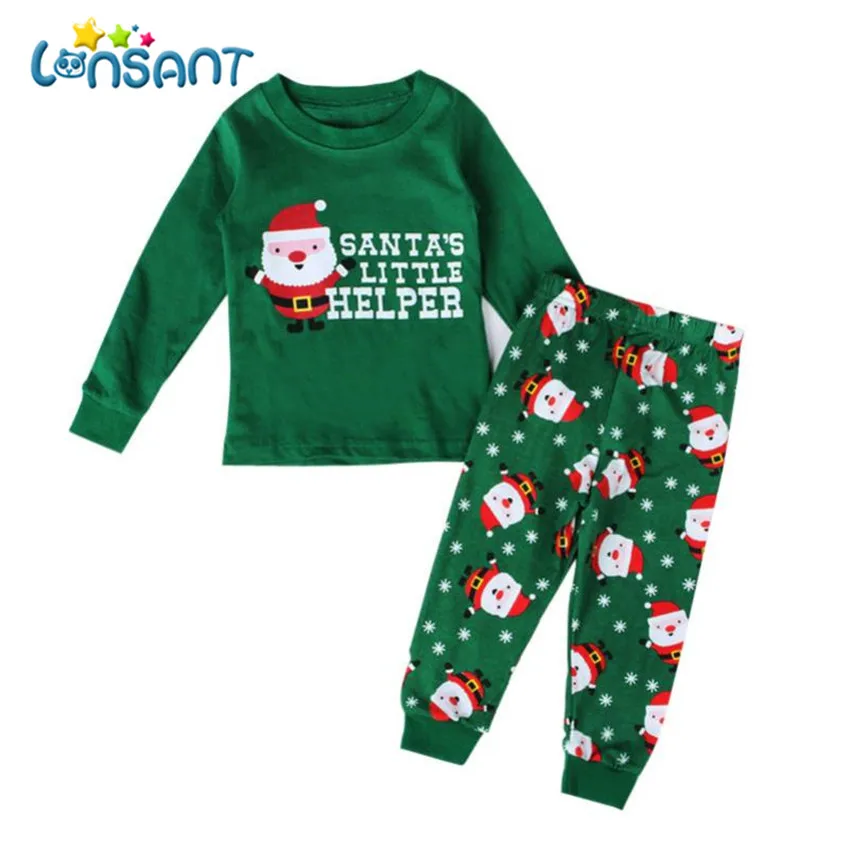 

LONSANT 2018 Christmas Kids Pajamas Set Cotton Long Sleeve Fantasias Infantil Funny Children Unisex Sleepwear Dropshipping