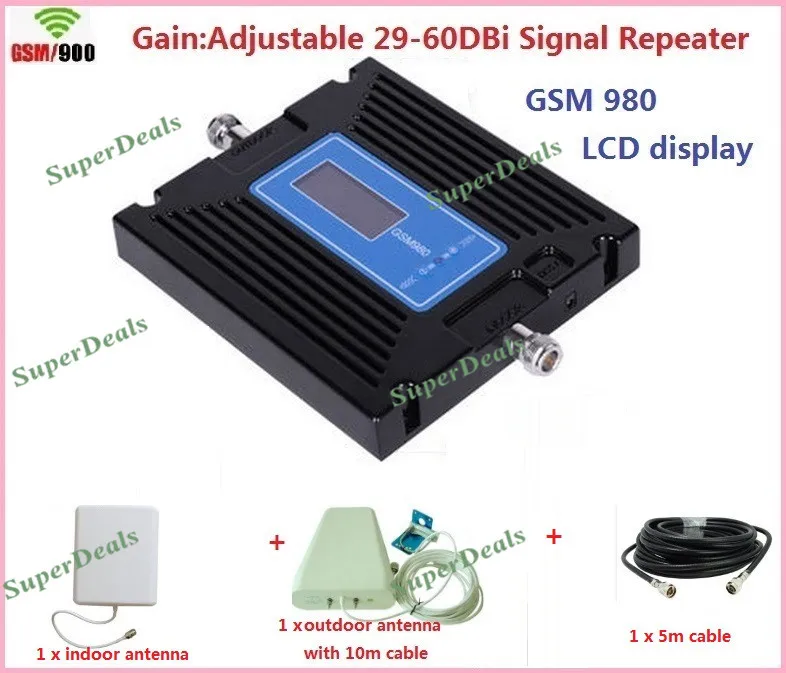 

Full Sets Newest LCD Display High gain adjustment 29-60dbi GSM 900Mhz Signal booster Mobile Signal Repeater Cell Phone Amplifier