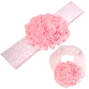 

New Lace Baby Headband Little Girl With Glitter Flower - pink