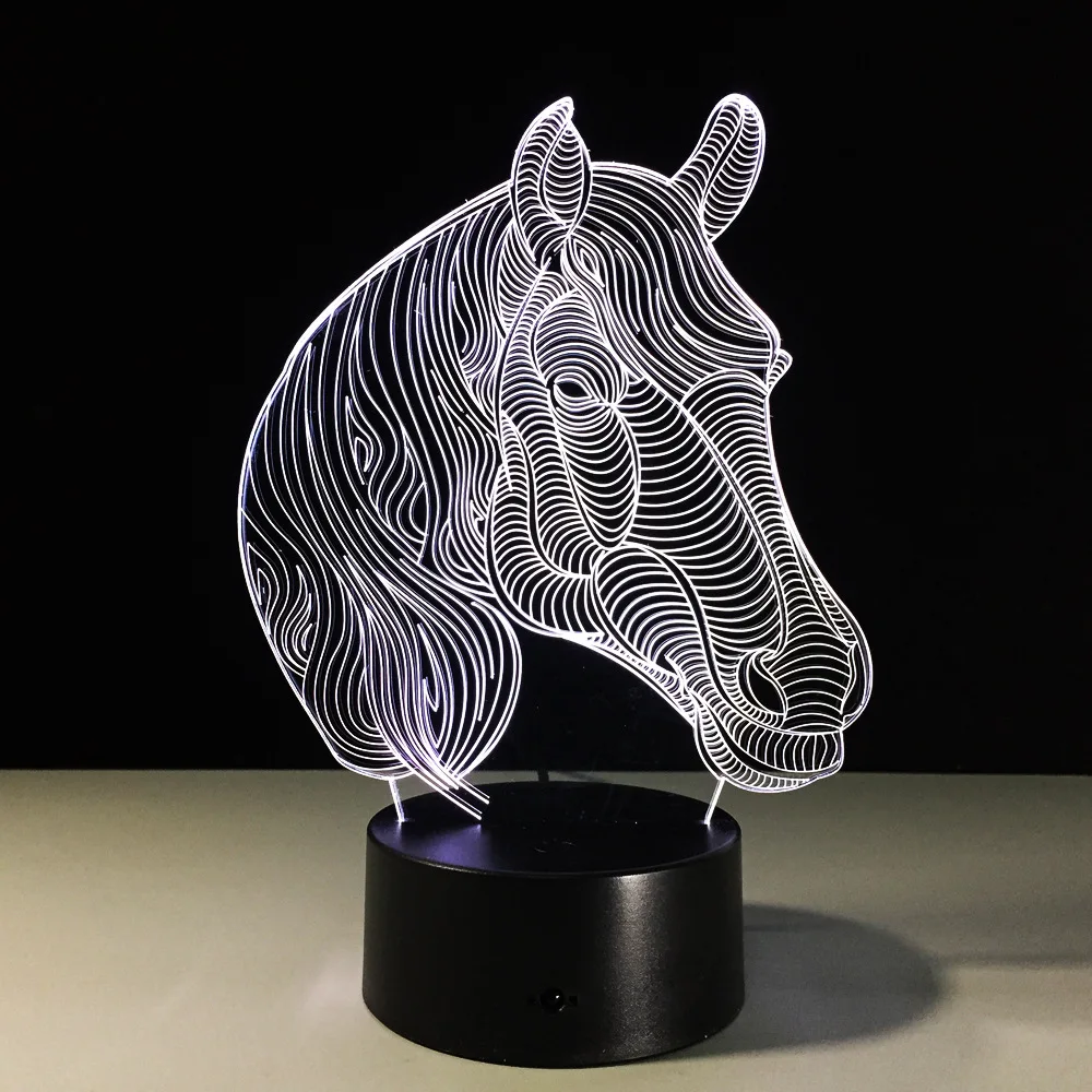 3D Lamp Creative 7 Colors Changing Acrylic Horse Led Nightlights LED