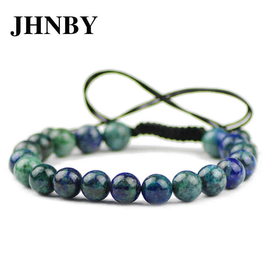 Браслет для мужчин и женщин JHNBY Phoenix Lapis lazuli 6/8/10/12 мм Плетеный/эластичный браслет из натурального камня Шарм