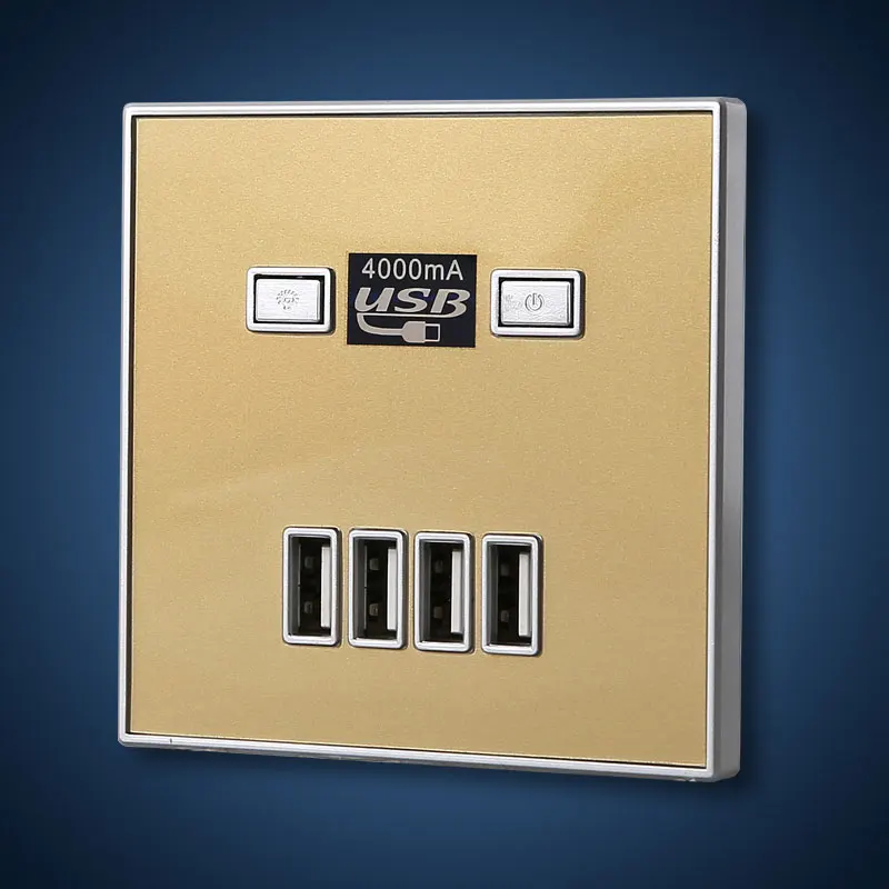 CE ROHS 36 V 220 V 10A 4000MA 4 usb зарядка настенная розетка настенная электрическая розетка с черно-белыми золотыми Разъемы USB