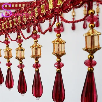 

6M Crystal beads Curtain Trim Lace Tassels Europe Curtain Hanging Ball Tie Back Straps Holders Accessories Home Decoration