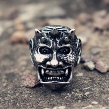 Bague en acier inoxydable pour hommes, anneau de motard, diable, démon, bijoux gothiques uniques, tête de mort