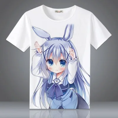 Женская футболка с коротким рукавом летняя рисунком кролика дома кафuu Chino Hoto Kokoa