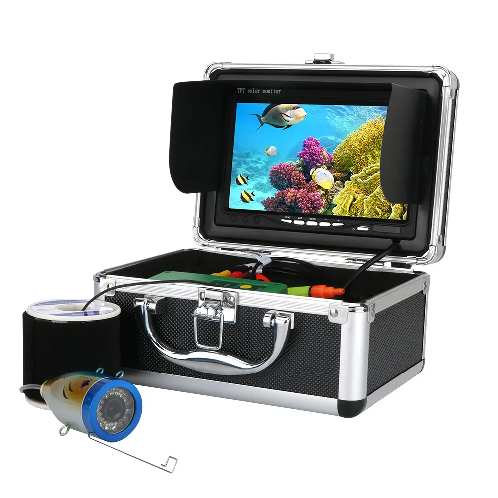 7 дюймовый монитор возможностью погружения на глубину до 30 м 1000TVL Рыболокаторы, видеокамера для подводной охоты, Камера 30 шт. светодиоды Водонепроницаемый Рыболокаторы CMOS Сенсор