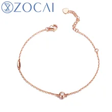 Реальный ZOCAI натуральный 0,05 CT Алмазный Сертифицированный I-J/SI в 18 K белый/розовый/желтый золотой(AU750) браслет