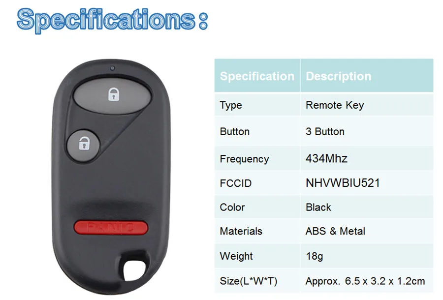 BHKEY 2+ 1 кнопки дистанционного ключа без ключа для Honda NHVWB1U521 433 МГц для Honda Civic 2001 2002 2003 2004 2005 NHVWB1U523 ключ