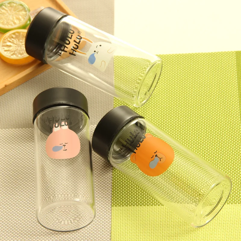 

New hot fashion personality simple single-layer cartoon students glass exercise water bottle Korean version of the student