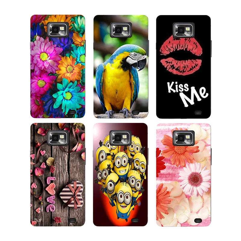 

Coque For Samsung Galaxy S2 i9100 Samsung galaxy s2 plus i9105 Case Floral Plants Back Cover Flamingo Hard Plastic Phone Case