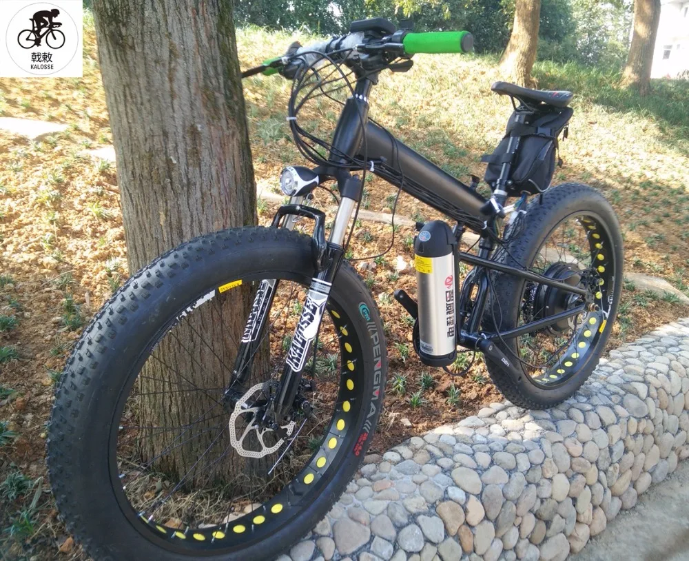 Best Kalosse 27 speed M390  Fat bike 48V 1000W  motor  Folding  electric  Beach  bike  26*4.0 electrical snow bike 0