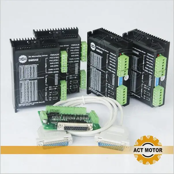 

Top Sale! ACT 4Axis Stepper Motor Driver DM542 4.2A 24-50V 128micro Grind Laser Machine For Nema17 23 motor Top Quality