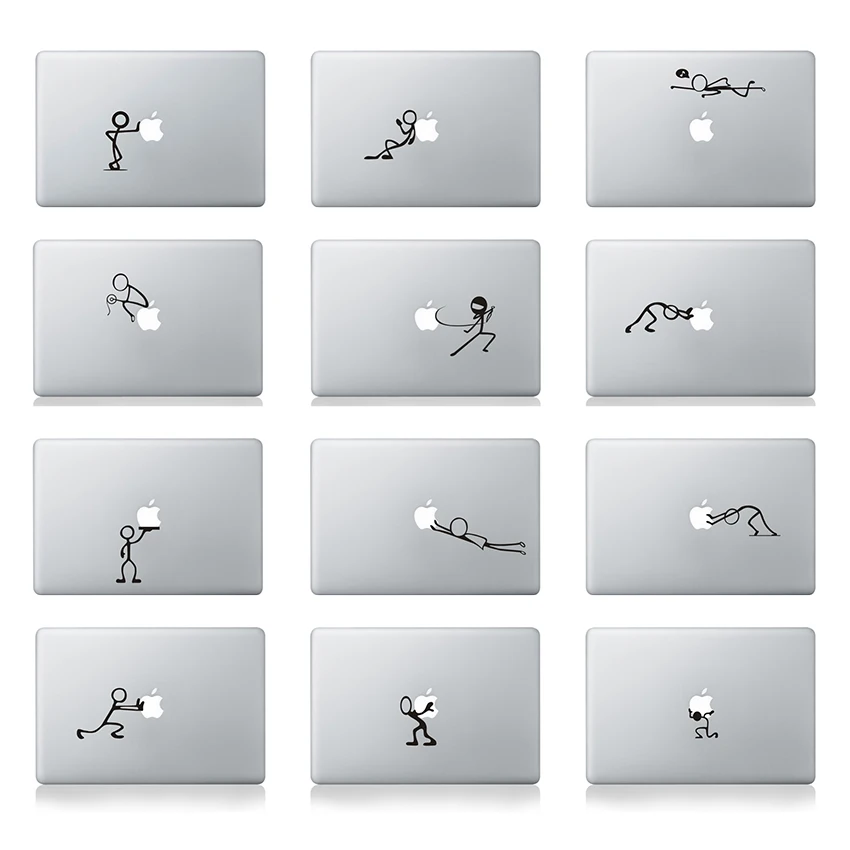 YC Стикеры-Смешные частичное виниловая наклейка для ноутбука для Macbook Air Pro retina iPad DIY личность черный мультяшный узор - изображение