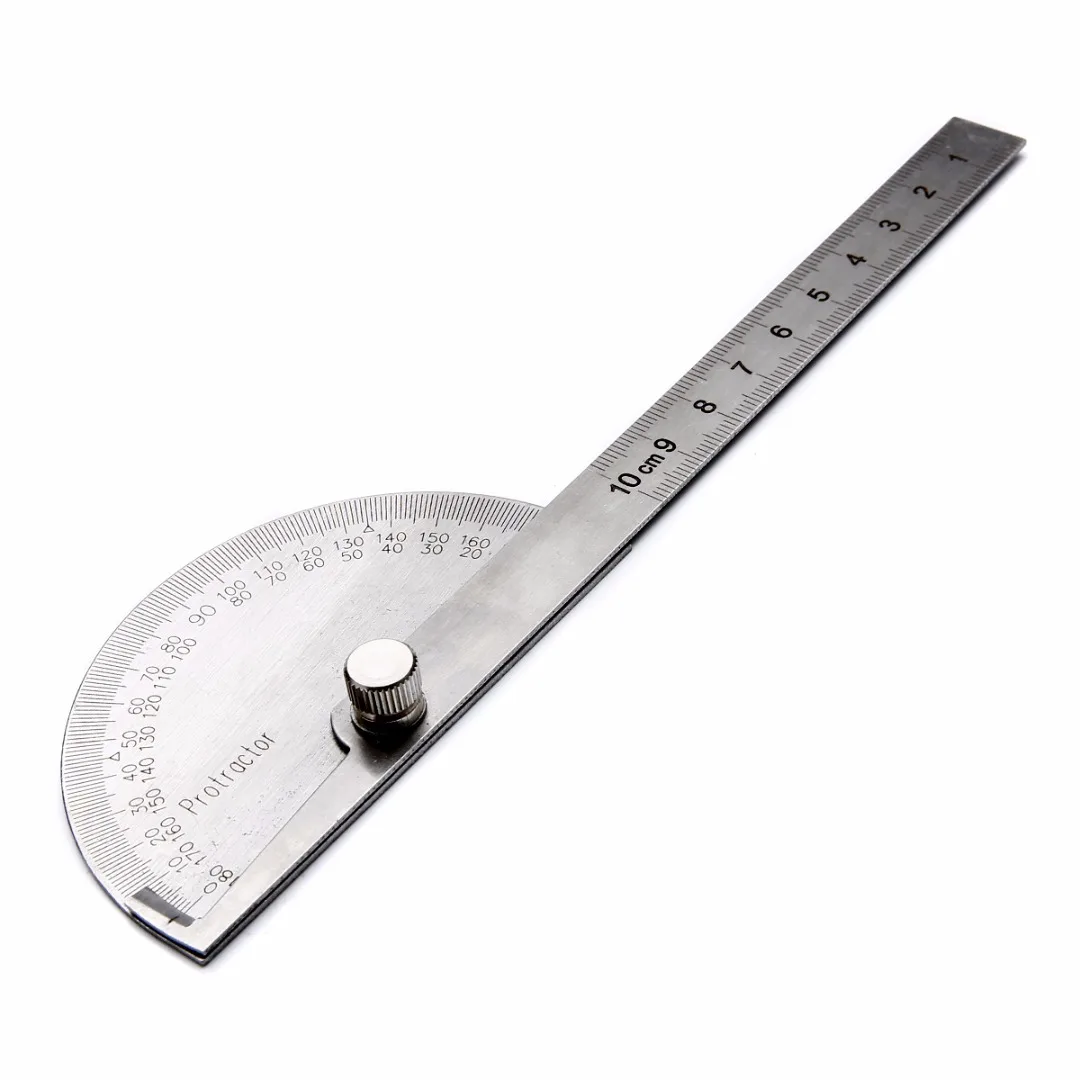 Stainless Steel 180° Protractor Round Head Rotary Angle Rule Finder Craft Arm UK 