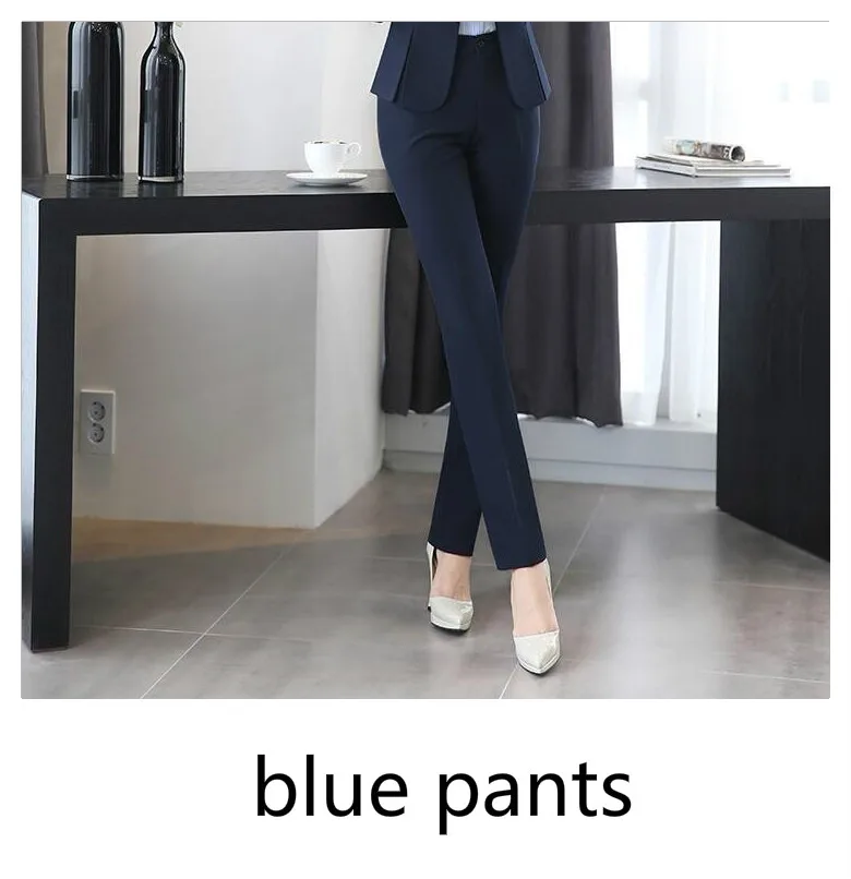 Тонкий женский Блейзер, Женское пальто, костюм, формальная повседневная куртка, костюм на одной пуговице, женские блейзеры, офисная одежда, Casaco Jaqueta - Цвет: blue pants