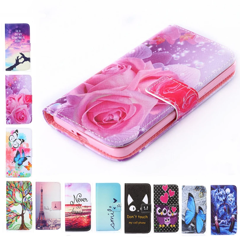 

Two Side Painting Wallet Phone Cover Rose Flower Tower Flip Leather Case For Huawei Honor 5C Euro Version NO Fingerprint Hole