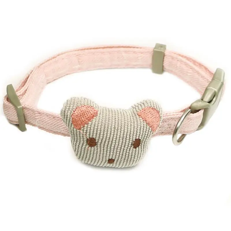 Pink Zichen ошейник для кошек ошейник для собак Регулируемый медведь нейлон прочный маленькая собака ожерелье с кошкой для маленьких ошейник для собаки среднего размера 5 цветов s m - Цвет: Pink