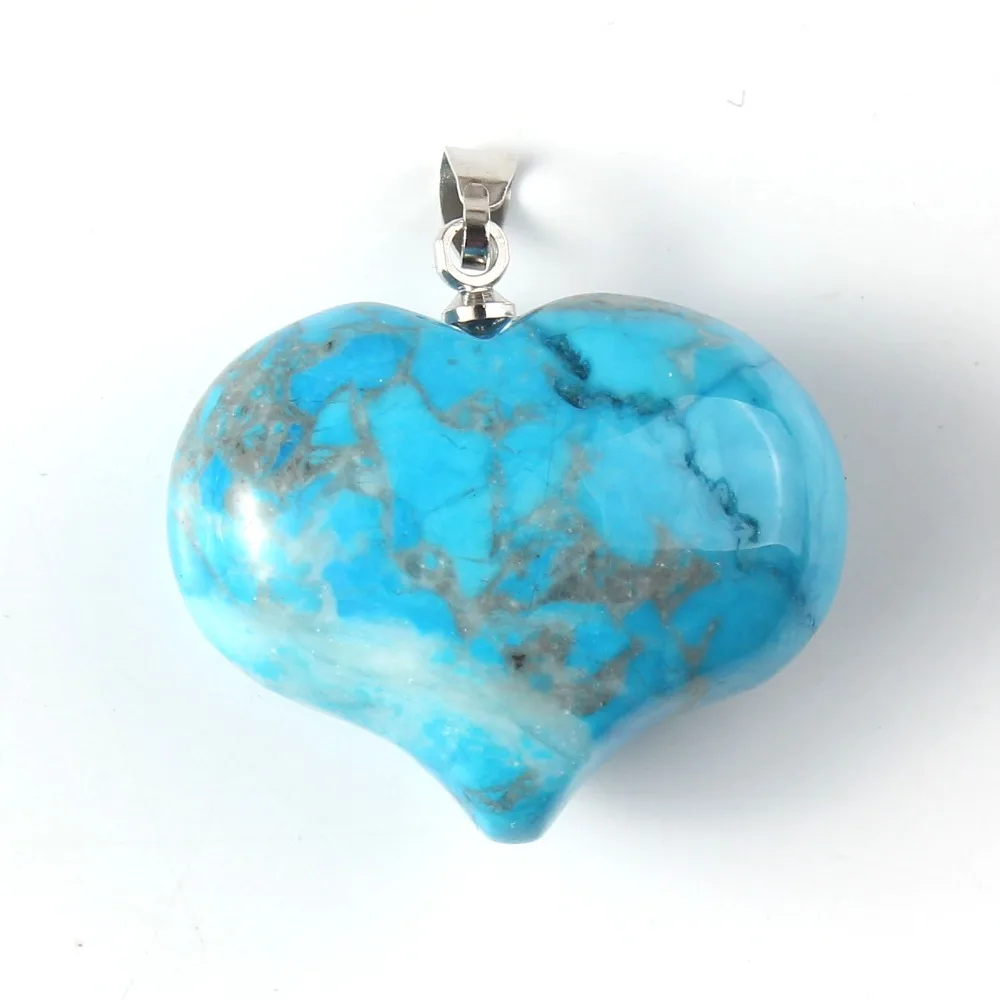 Natural Gnergy Gemstone~ Silver Plated Natural Rock Cryatal Rose Pink Quartz Opalite Opal Black Agates Love Heart Stone Pendant Women Men Jewelry 19 AA00201023724a