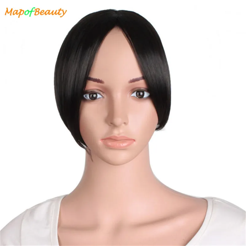 

MapofBeauty 1PC middle part bangs Black Brown Synthetic Hair Extension Hairpieces Clip on Front Neat for women Hair