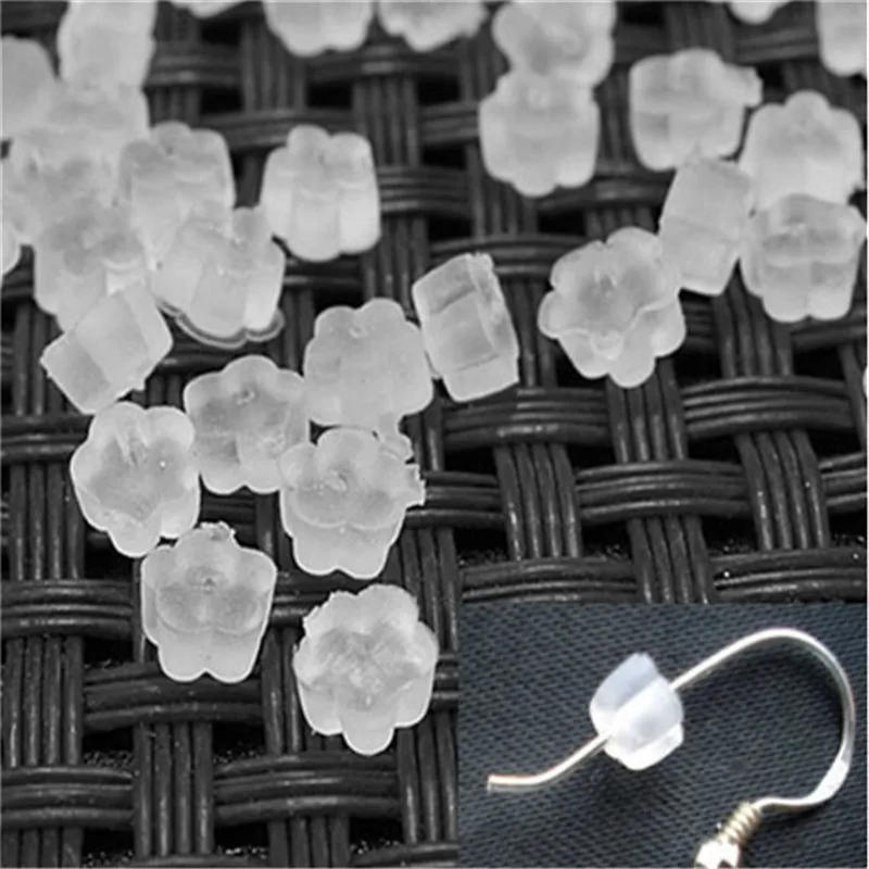 100pcs Soft Earring Hook Safety Earring Back Stopper Silicone Rubber