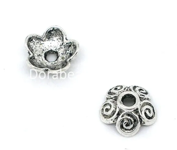 100 Silver Tone Flower Bead Caps 10x4mm Findings (B07943)8seasons | Украшения и аксессуары