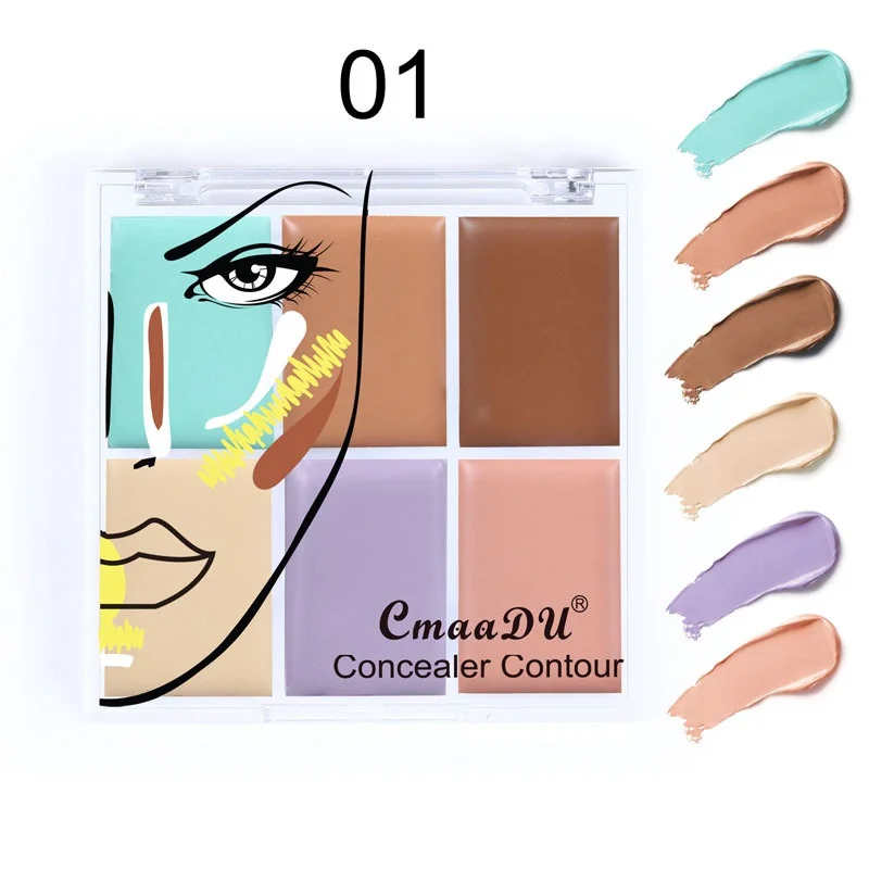 

6 Color Concealer For Dark Skin Full Cover Color Corrector Face contour cream kit concealer palette