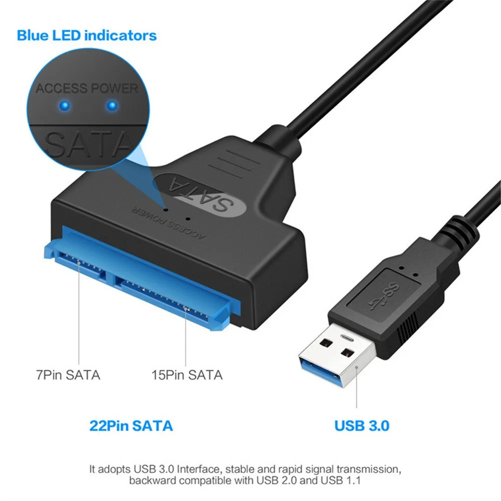 USB 3 0 к SATA 22 Pin 2 5 дюйма Жесткий диск SSD адаптер Соединительный кабель Сменные