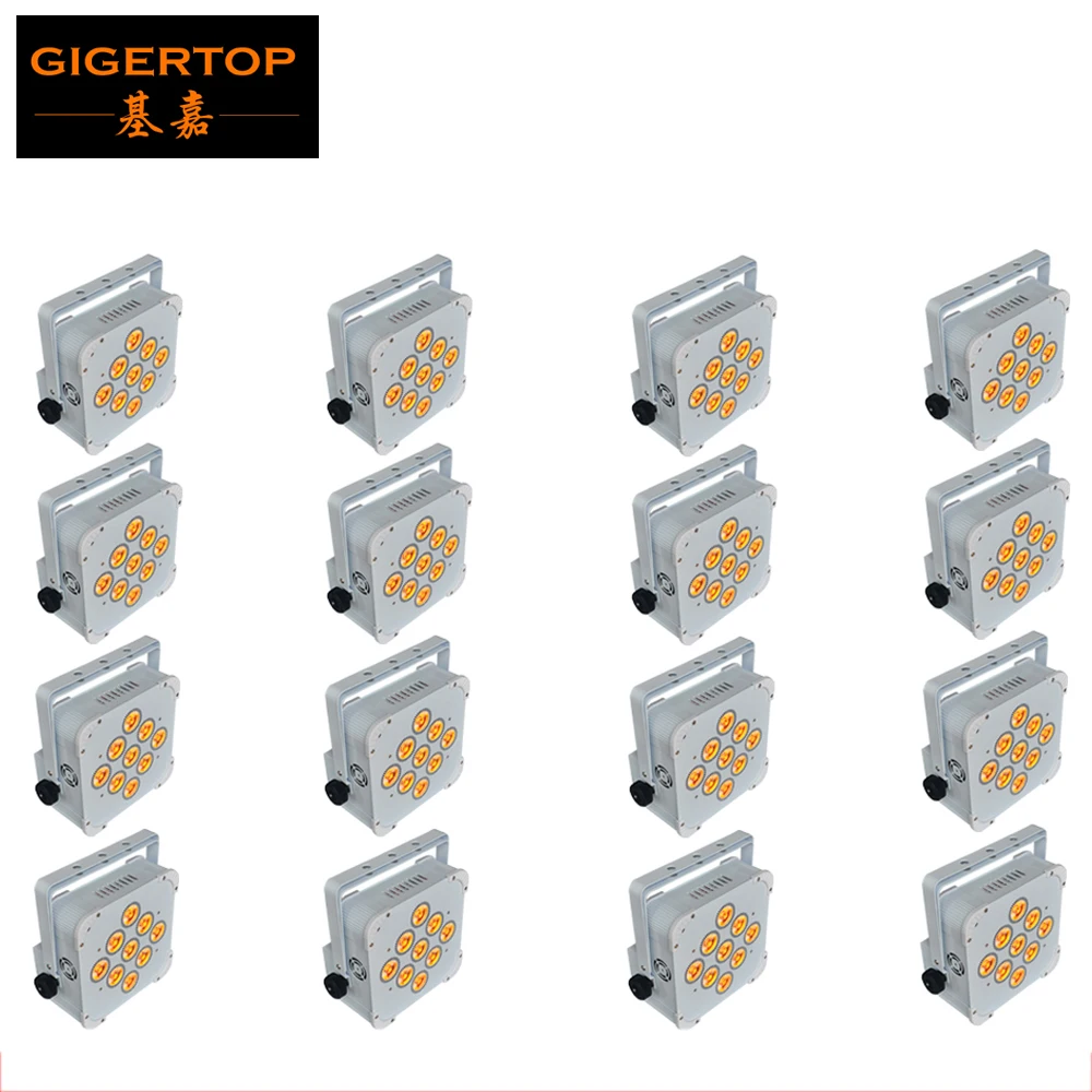 

Big Sale 16XLOT High Quality LED Stage Light 9*18W RGBWA UV 6 Color 6in1 Battery Powered Wireless Dmx Led Flat Par/Led Slim Par