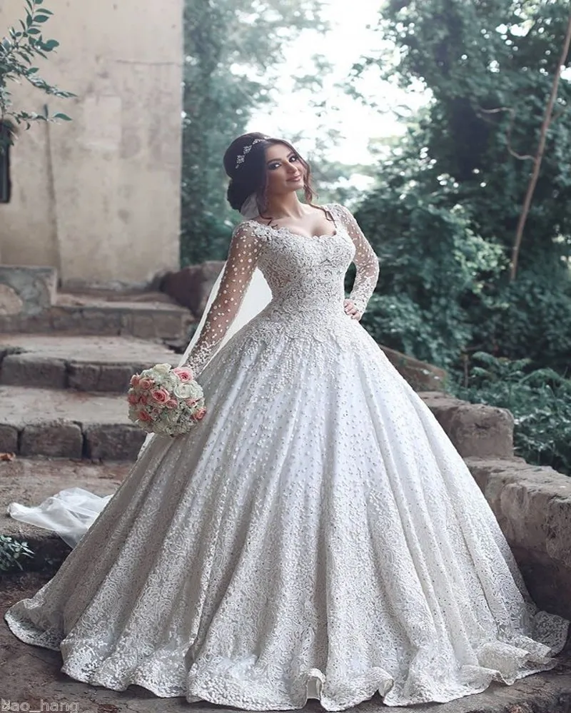 Vestido Де Noiva 2017 Vintage Кружева Длинным Рукавом Мусульманское Свадебное Платье